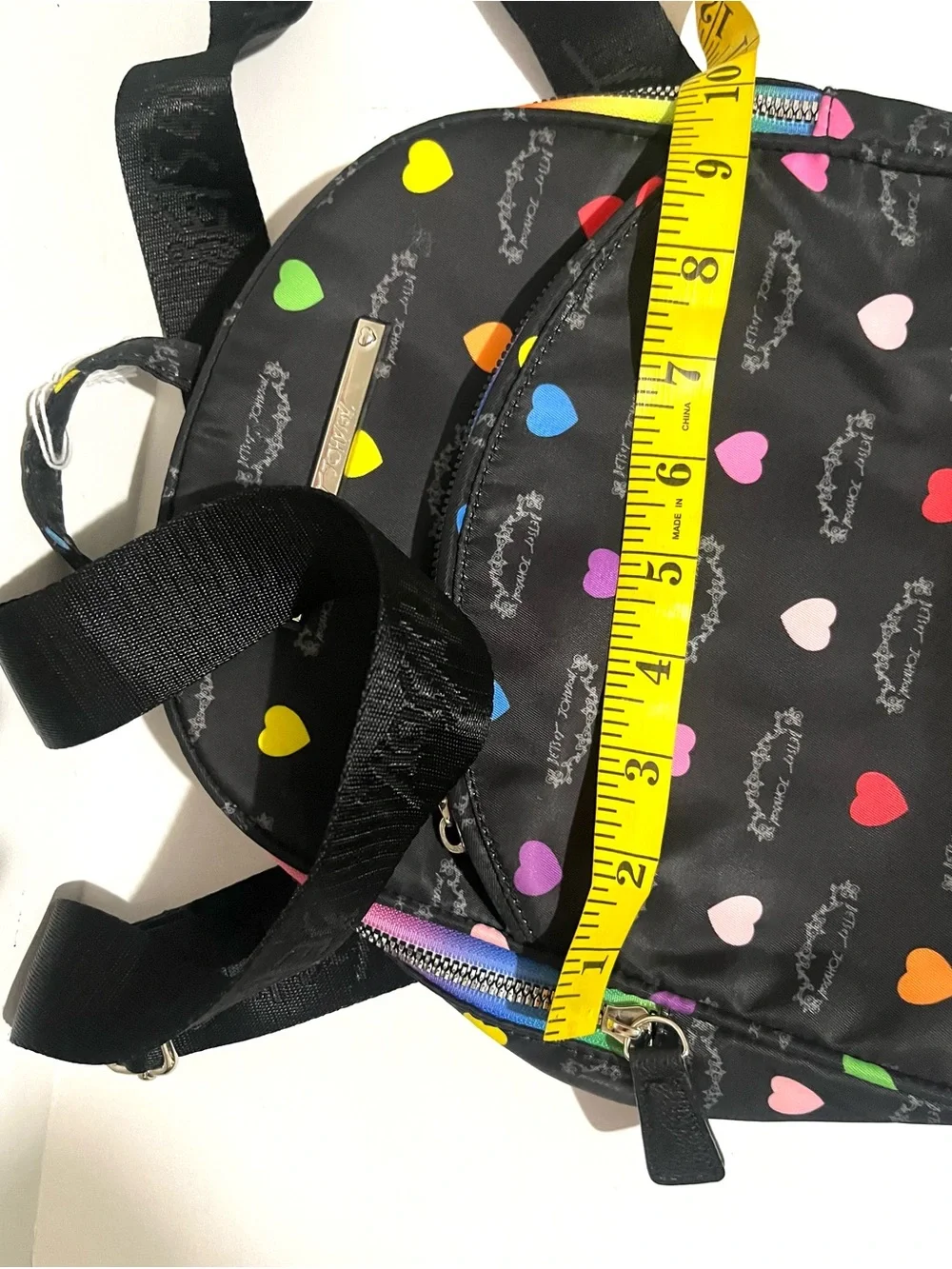 Betsey Johnson nylon Black Mini Heart Print Backpack